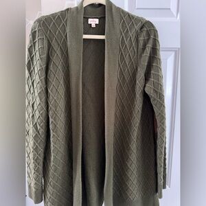 Pixley Sacillia Diamond Stitch Olive Green Knit Cardigan